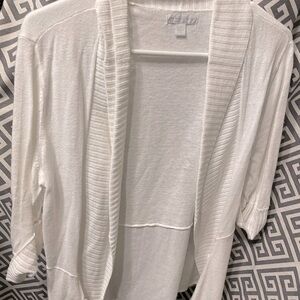 New York & Company white, short sleeve cuffed, tie - sweater